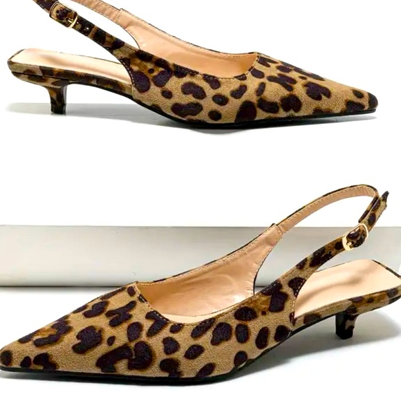 Shoes - New Women Leopard Print ankle strap kitten heels / European size 39 & US is 7.5